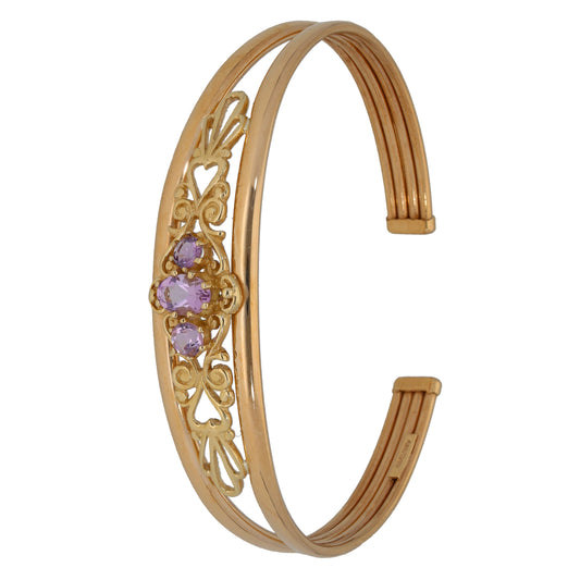 9ct Gold Amethyst Alternative Bangle