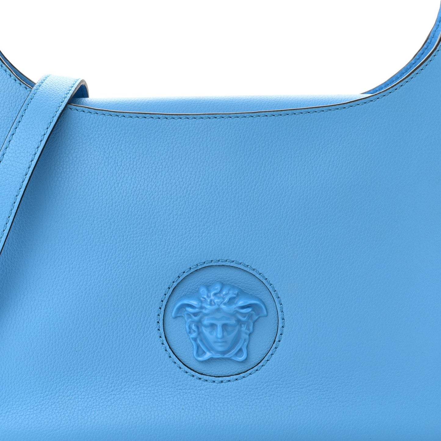 Versace La Medusa Hobo Calfskin Leather Bag - Blue