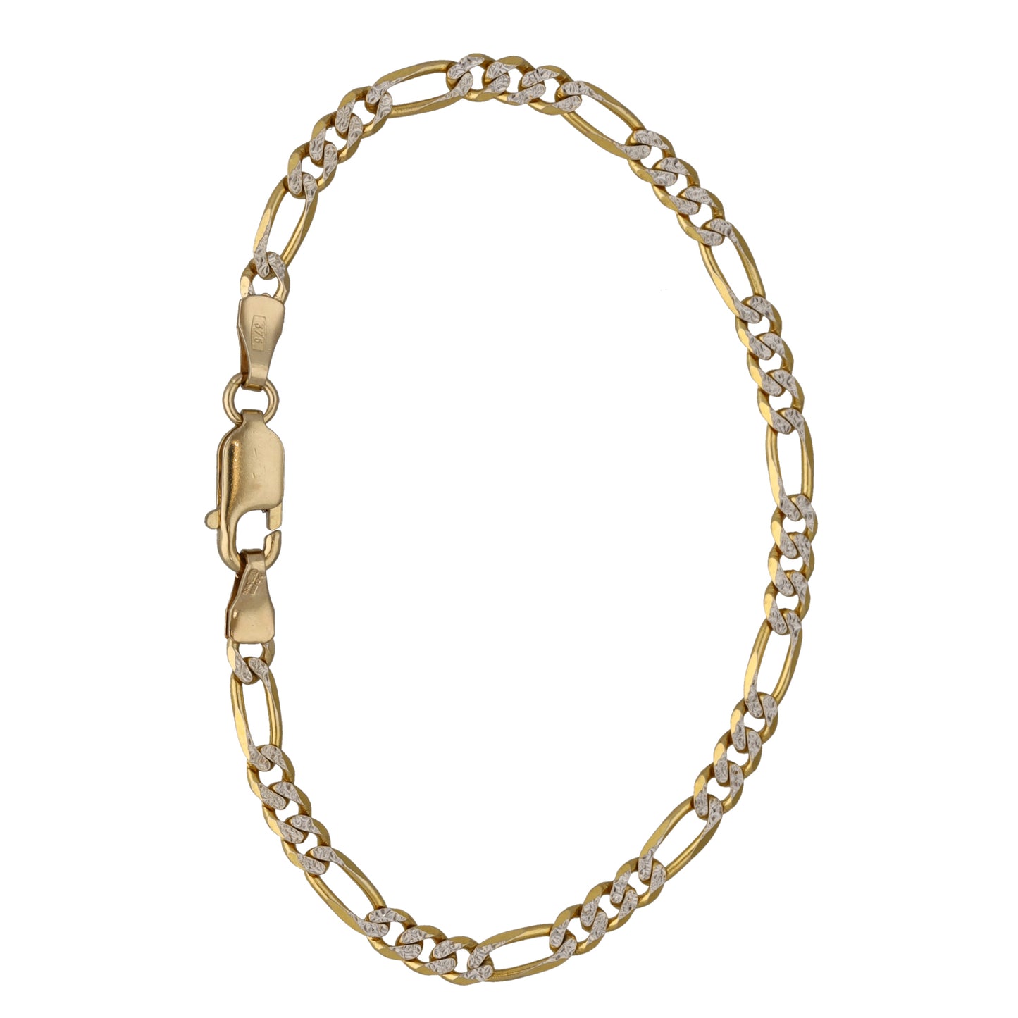 9ct Bi-Colour Gold Figaro Bracelet