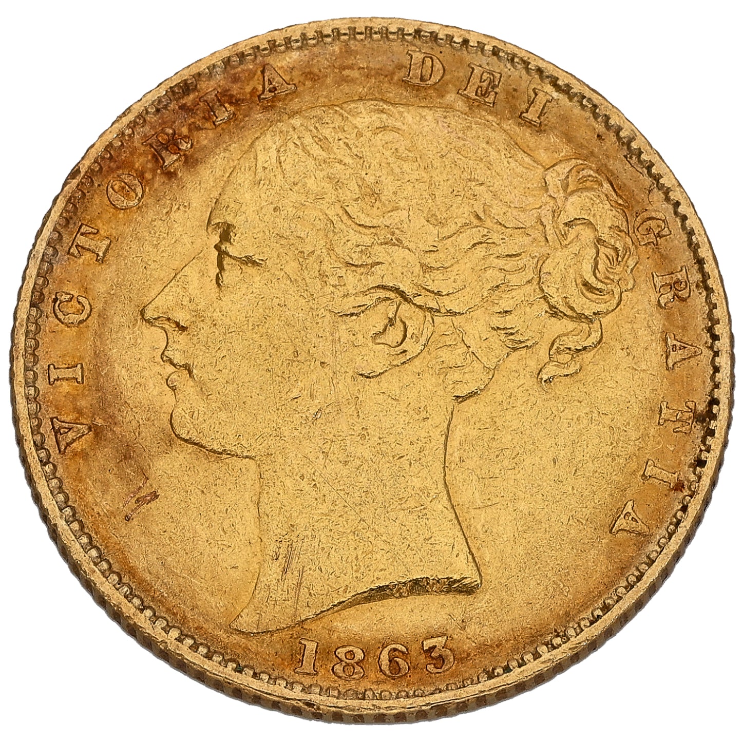 22ct Gold Queen Victoria Full Sovereign Coin 1863