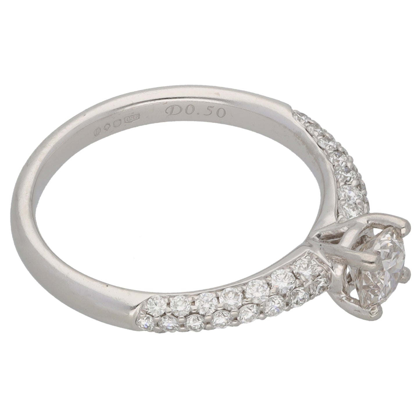 Platinum 0.94ct Diamond Solitaire Ring With Accent Stones Size M