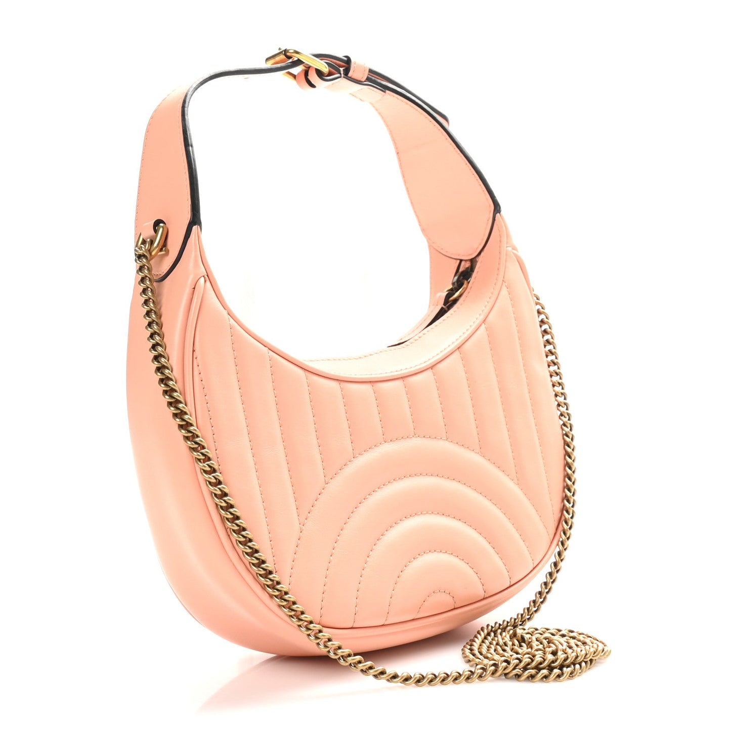 Gucci GG Marmont Half-Moon-Shaped Mini Calfskin Matelasse Leather Bag - Peachy Chic