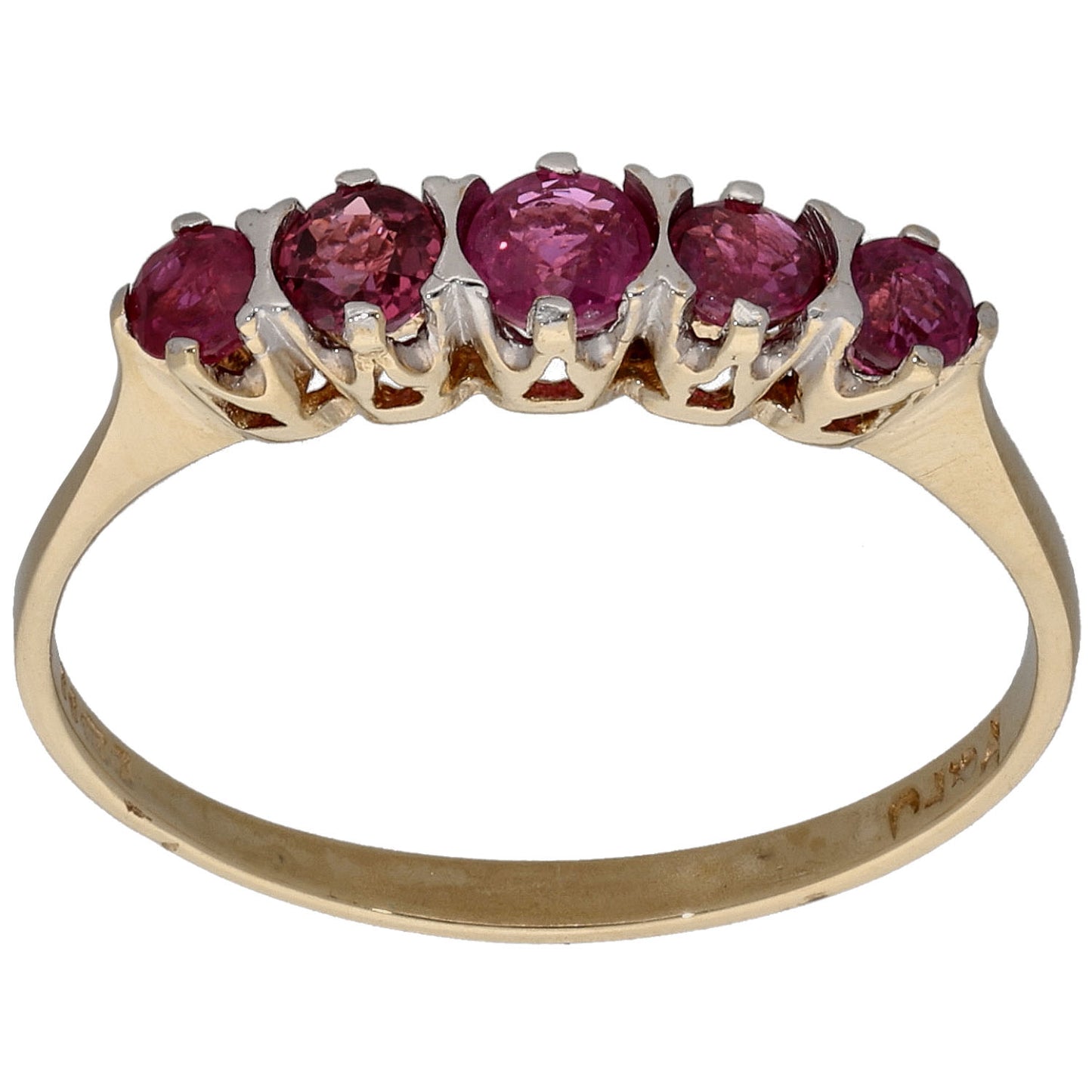 9ct Gold Ruby Half Eternity Ring Size Q