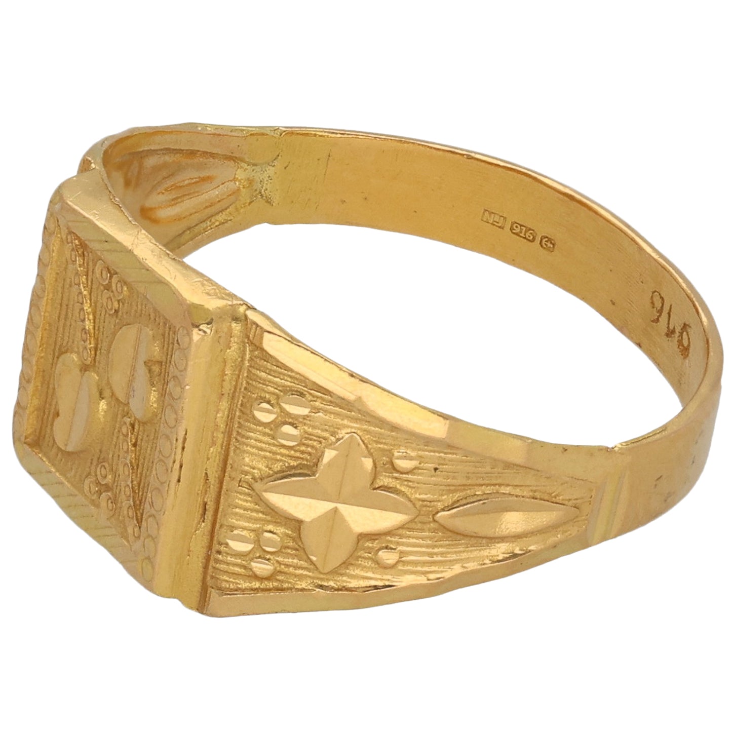 22ct Gold Patterned Signet Ring Size X
