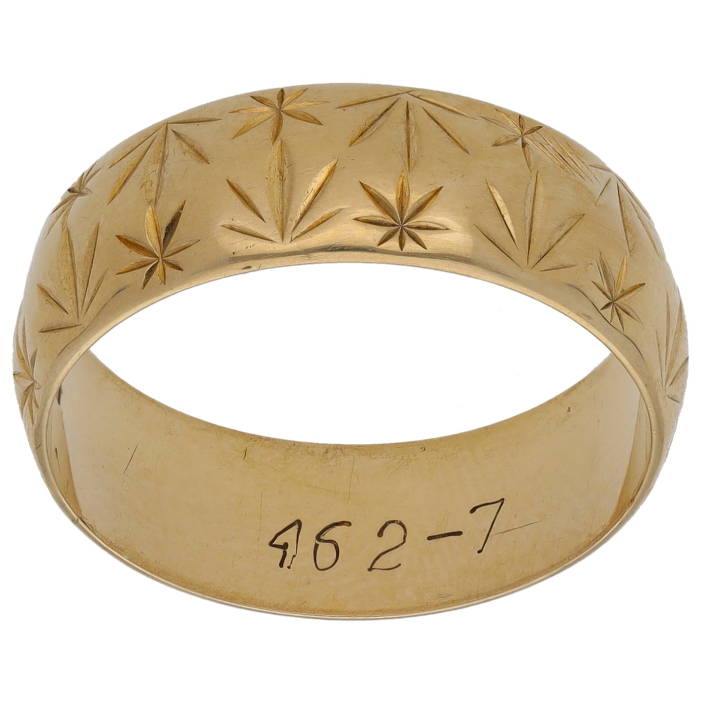 9ct Gold Patterned Wedding Ring Size Q