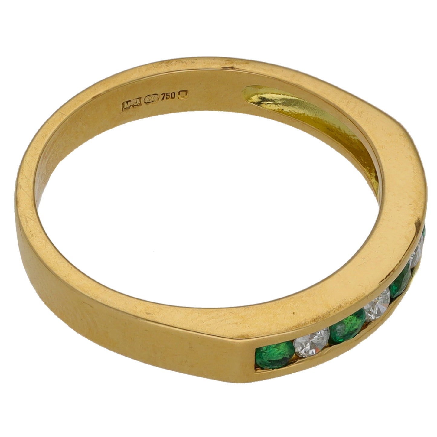18ct Gold 0.12ct Diamond & Emerald Eternity Ring Size N