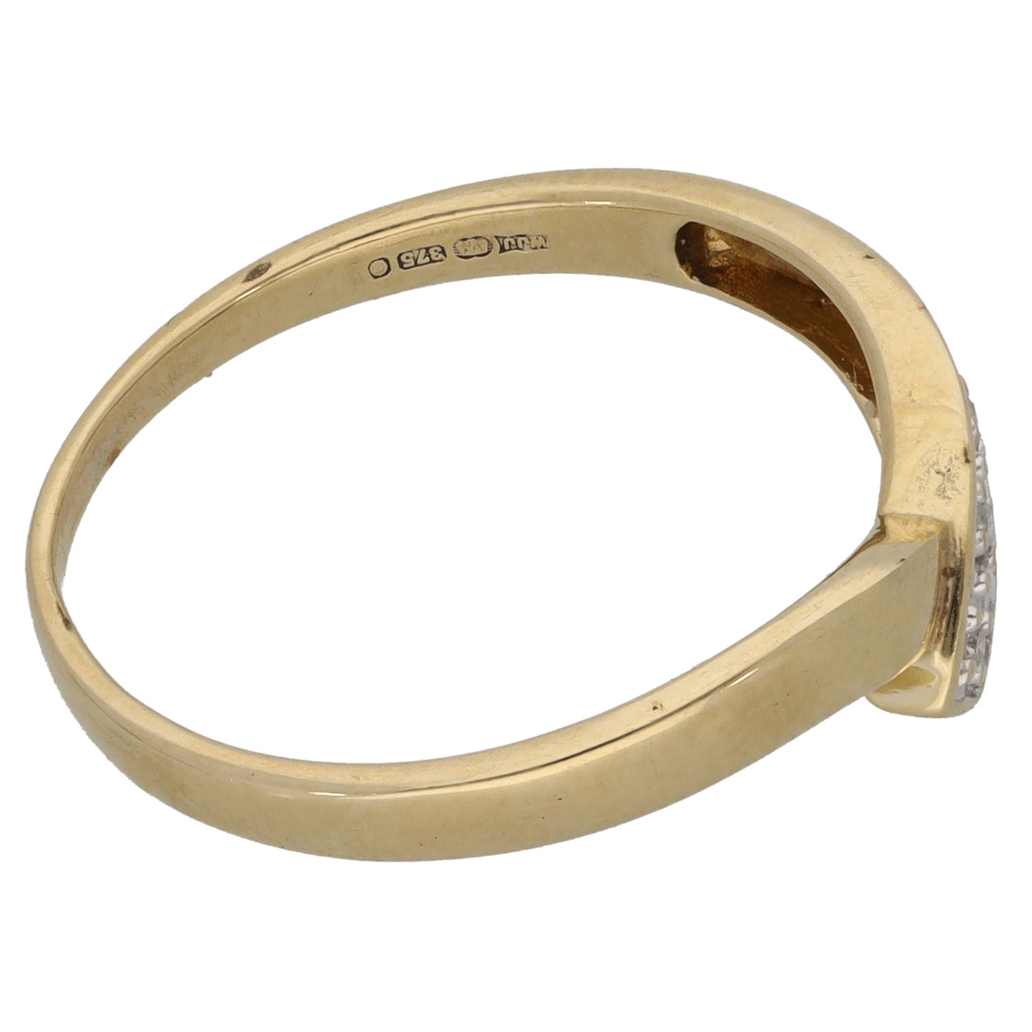 9ct Gold 0.03ct Diamond Wishbone Ring Size N