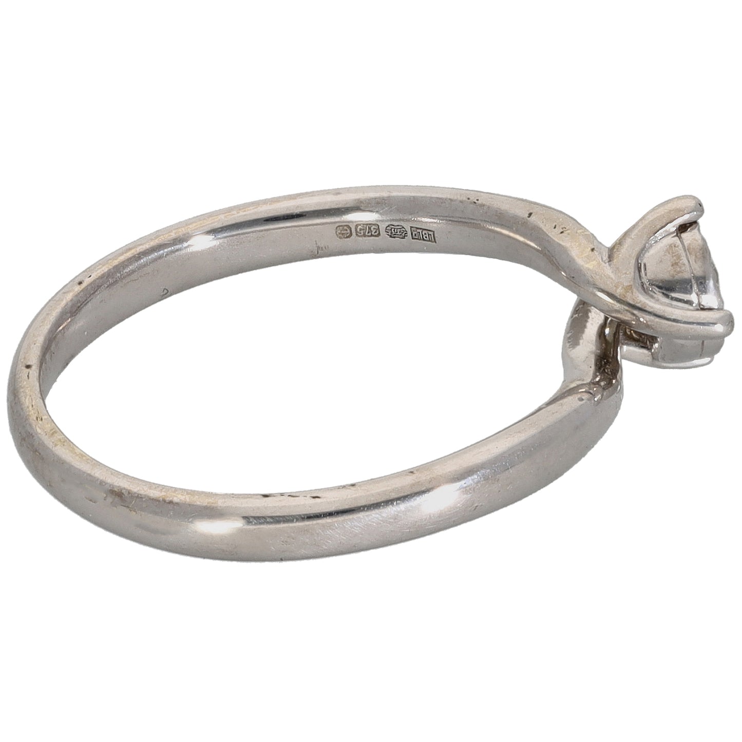 9ct White Gold 0.17ct Diamond Solitaire Ring Size N