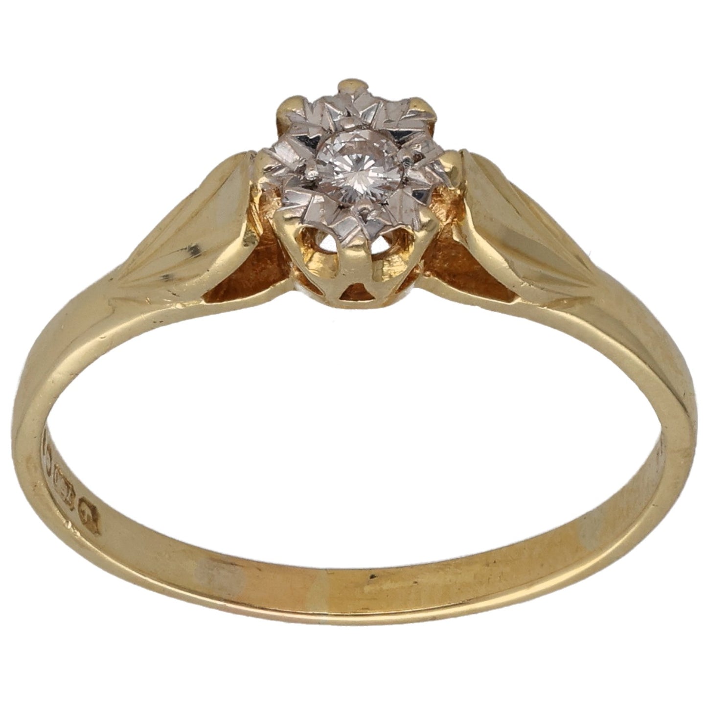 18ct Gold 0.04ct Diamond Solitaire Ring Size P
