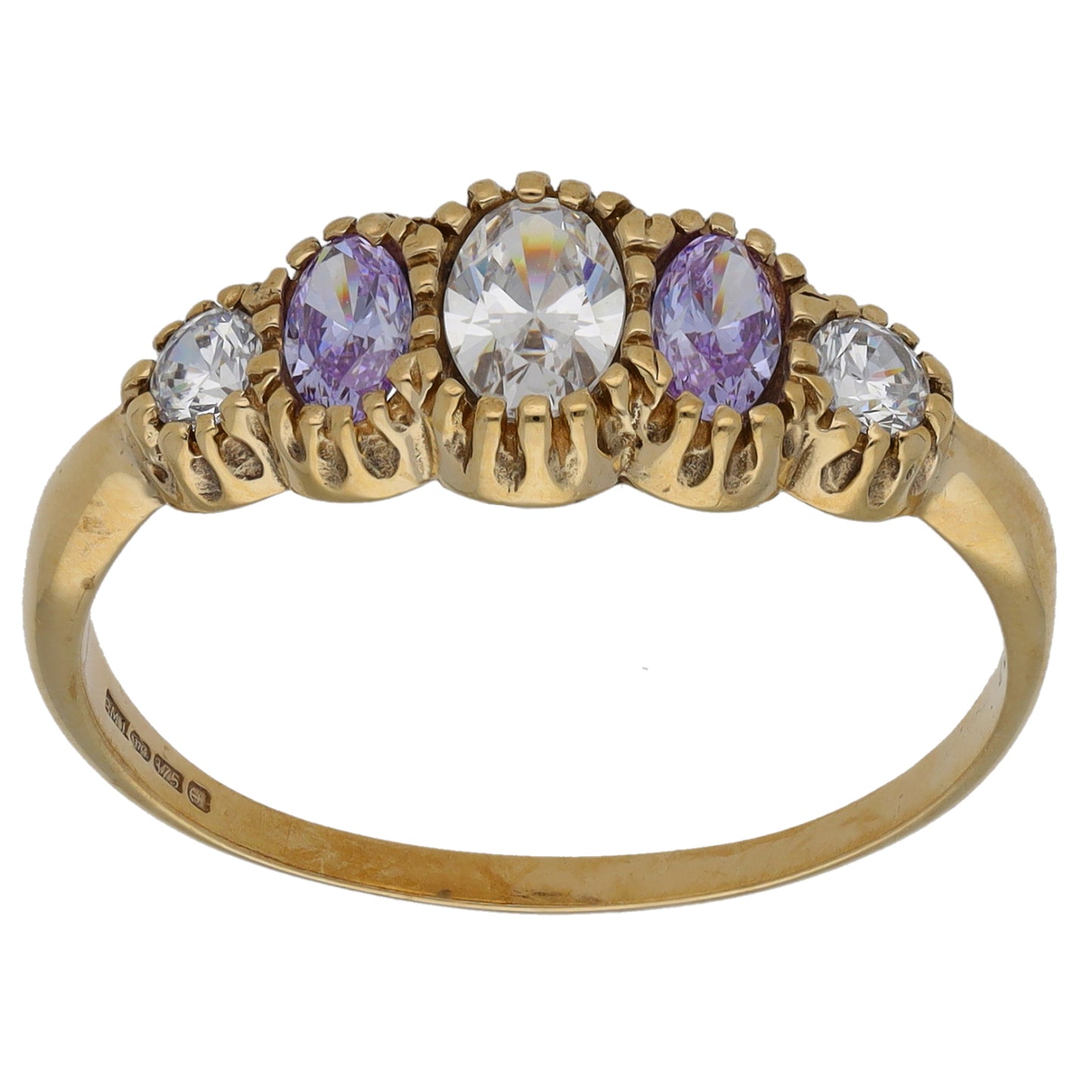 9ct Gold Cubic Zirconia Half Eternity Ring Size W