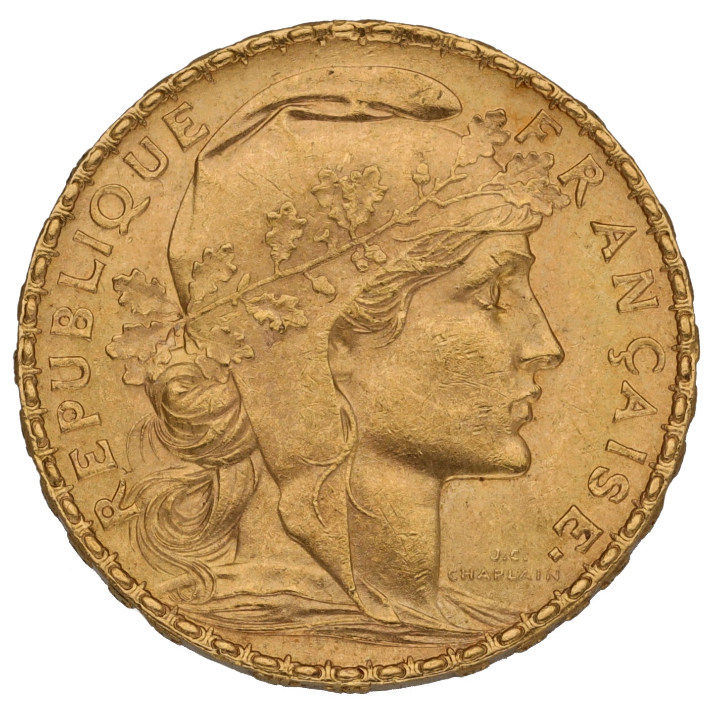 22ct Gold French 20 Francs Coin 1907
