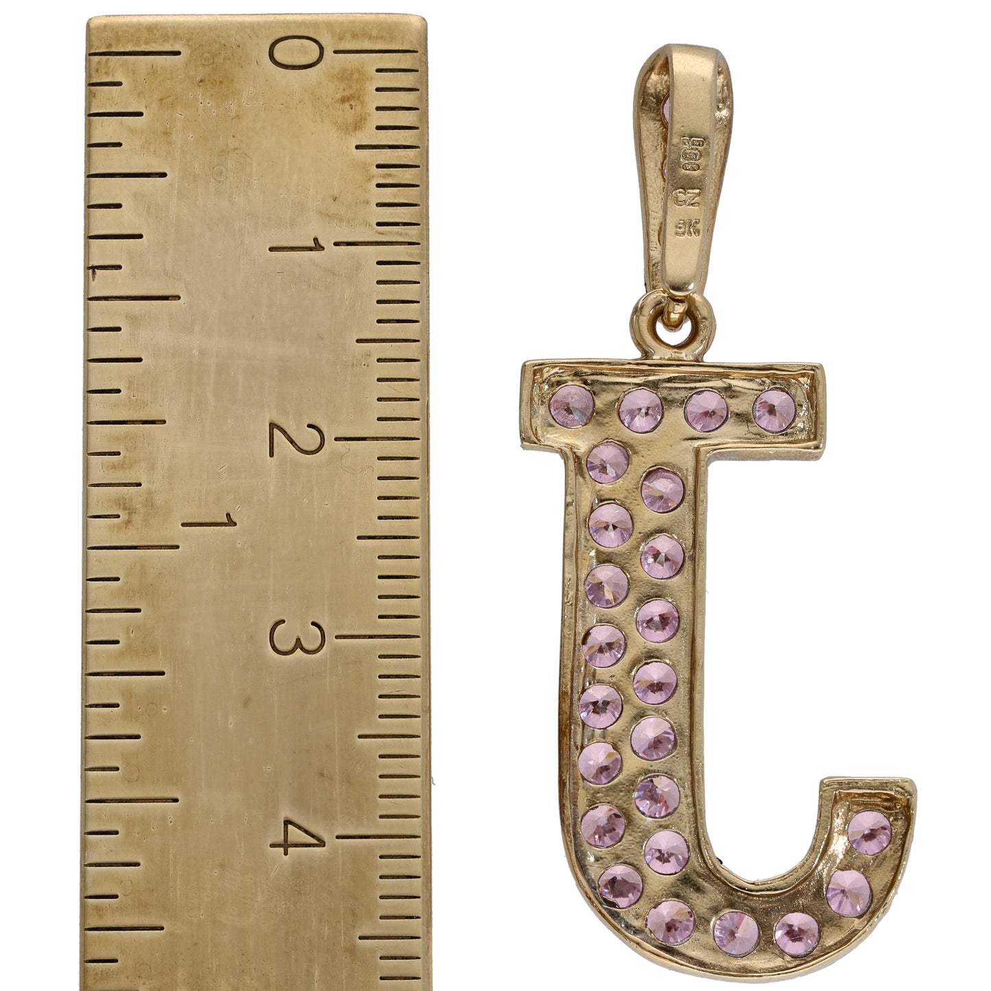 9ct Gold Cubic Zirconia Initial J Pendant