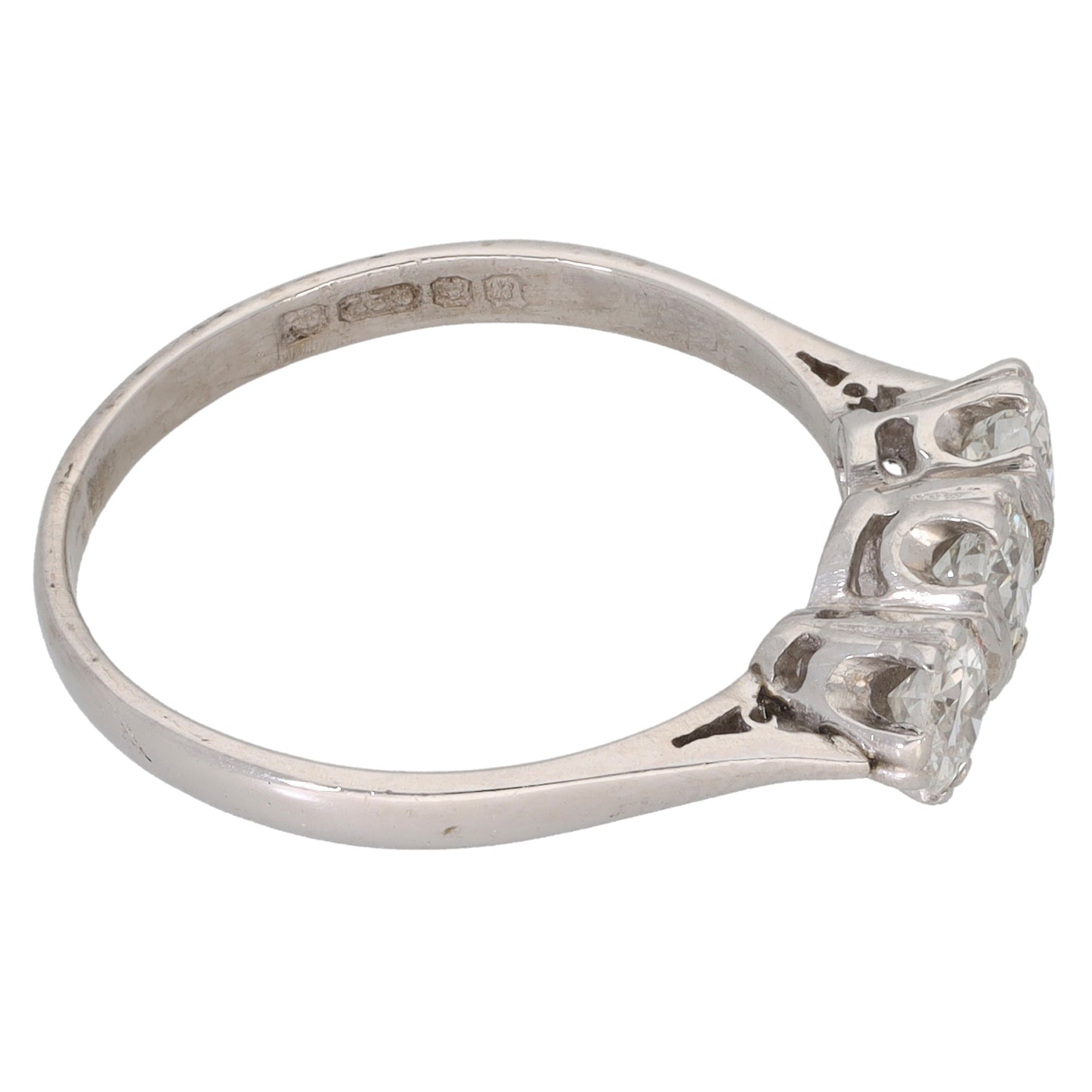 18ct White Gold 0.65ct Diamond Trilogy Ring Size Q