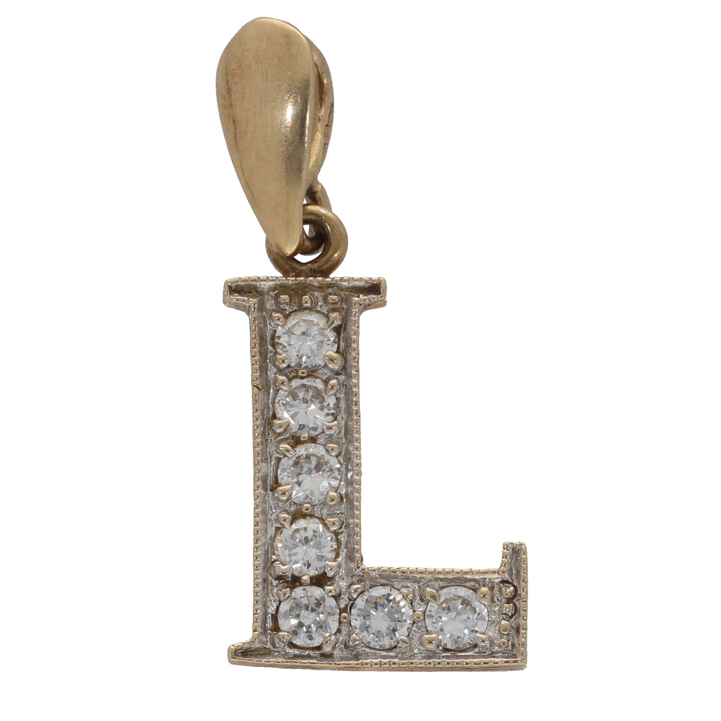 9ct Gold Cubic Zirconia Initial L Pendant