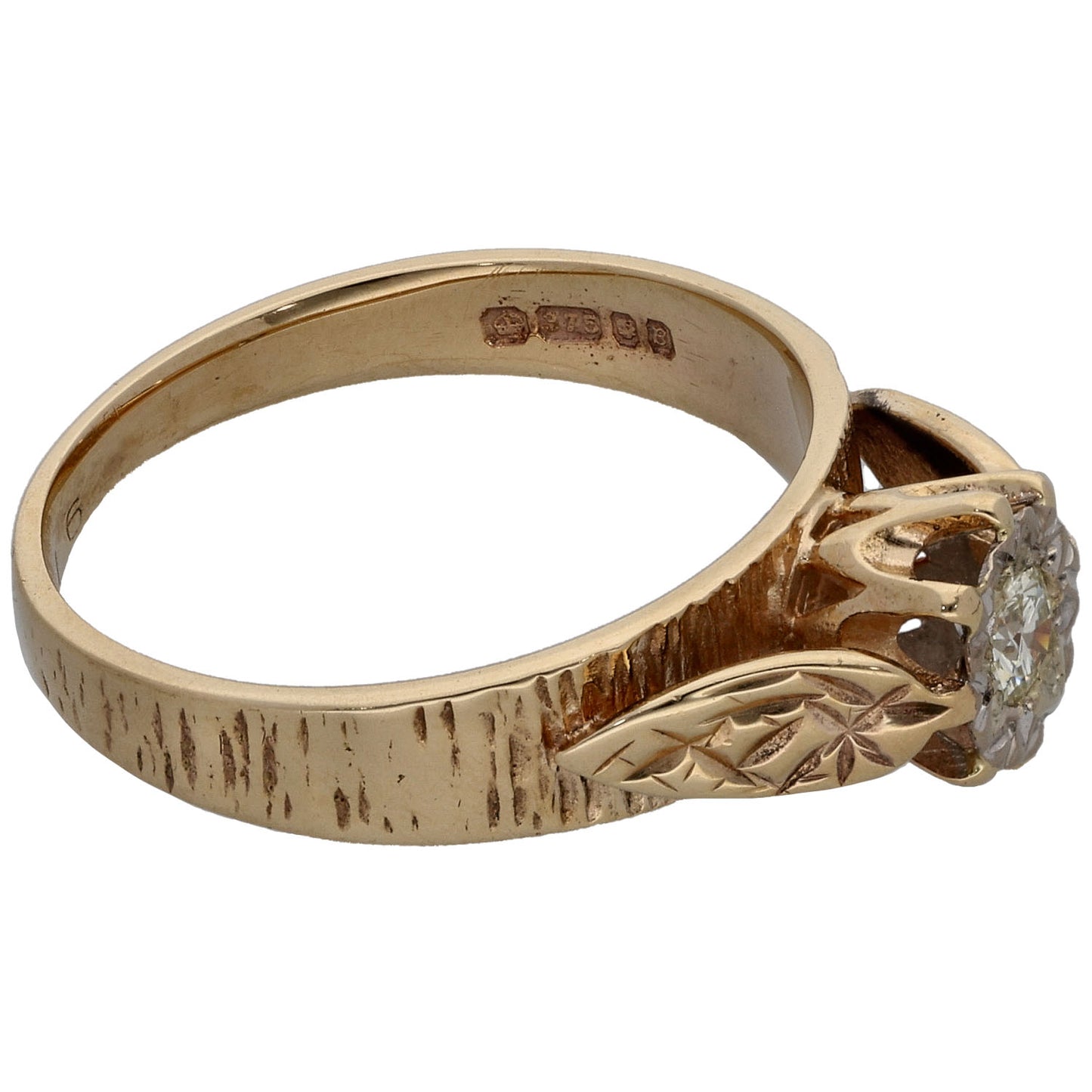 9ct Gold 0.15ct Diamond Solitaire Ring Size N