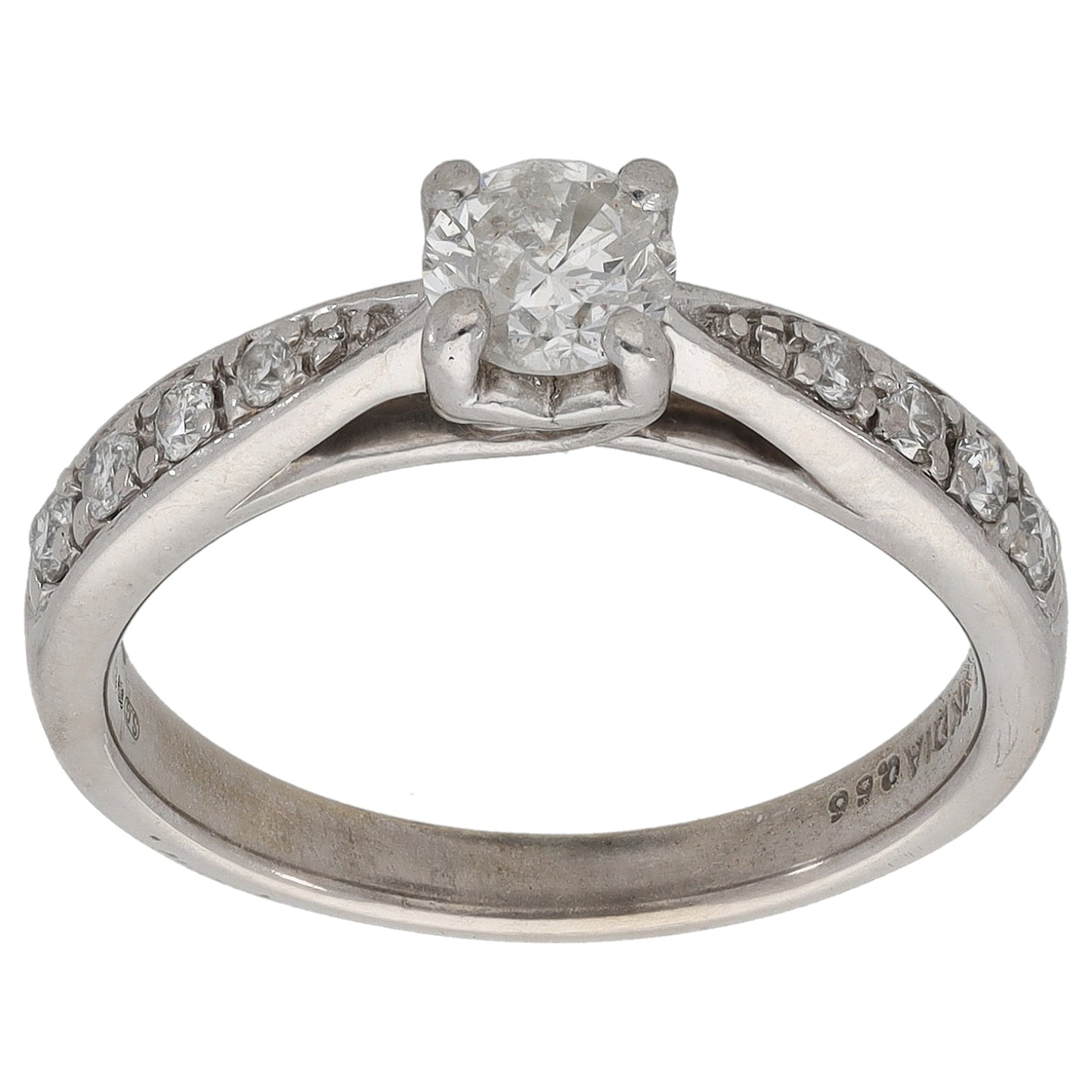 9ct White Gold 0.66ct Diamond Solitaire Ring With Accent Stones Size N