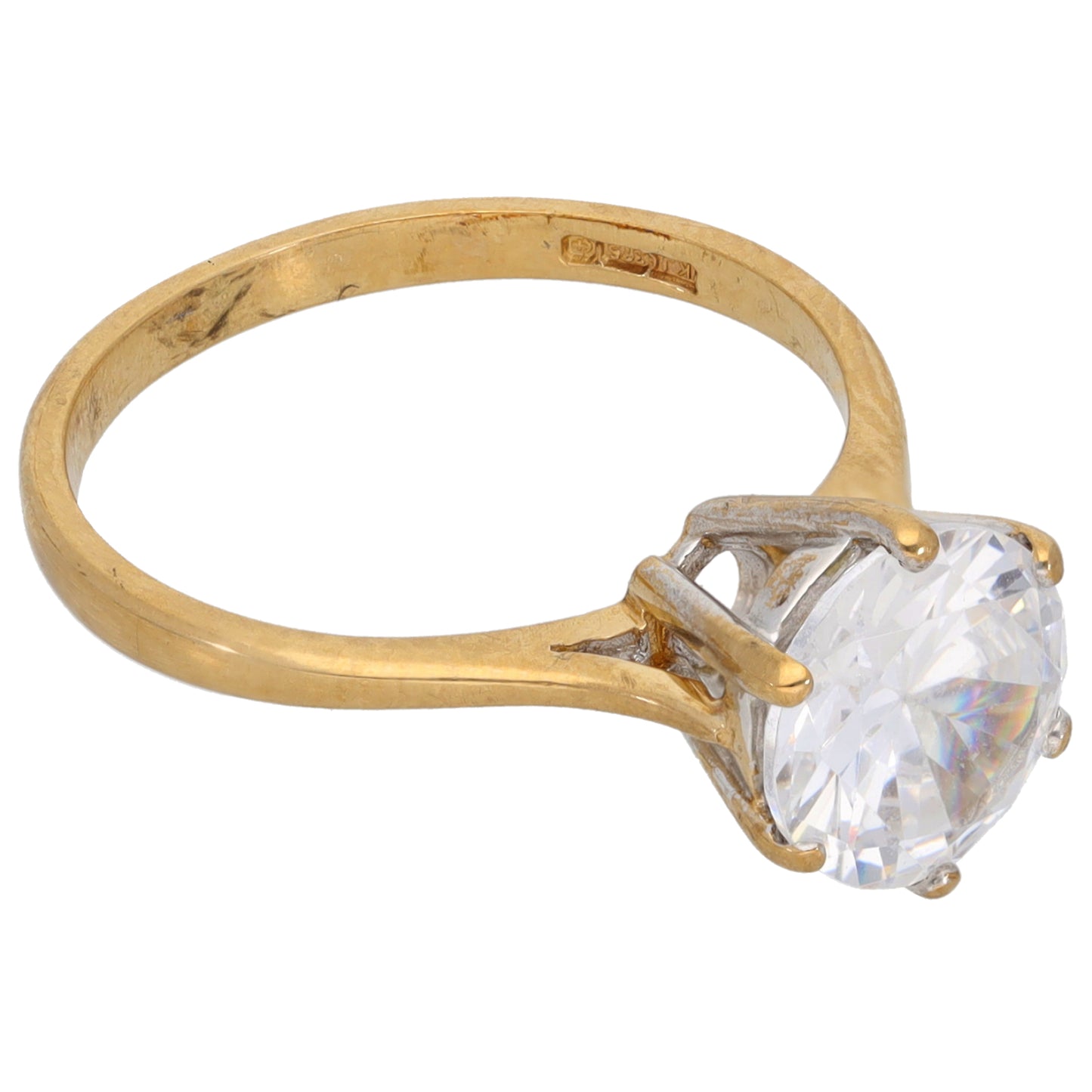 9ct Gold Cubic Zirconia Single Stone Ring Size K