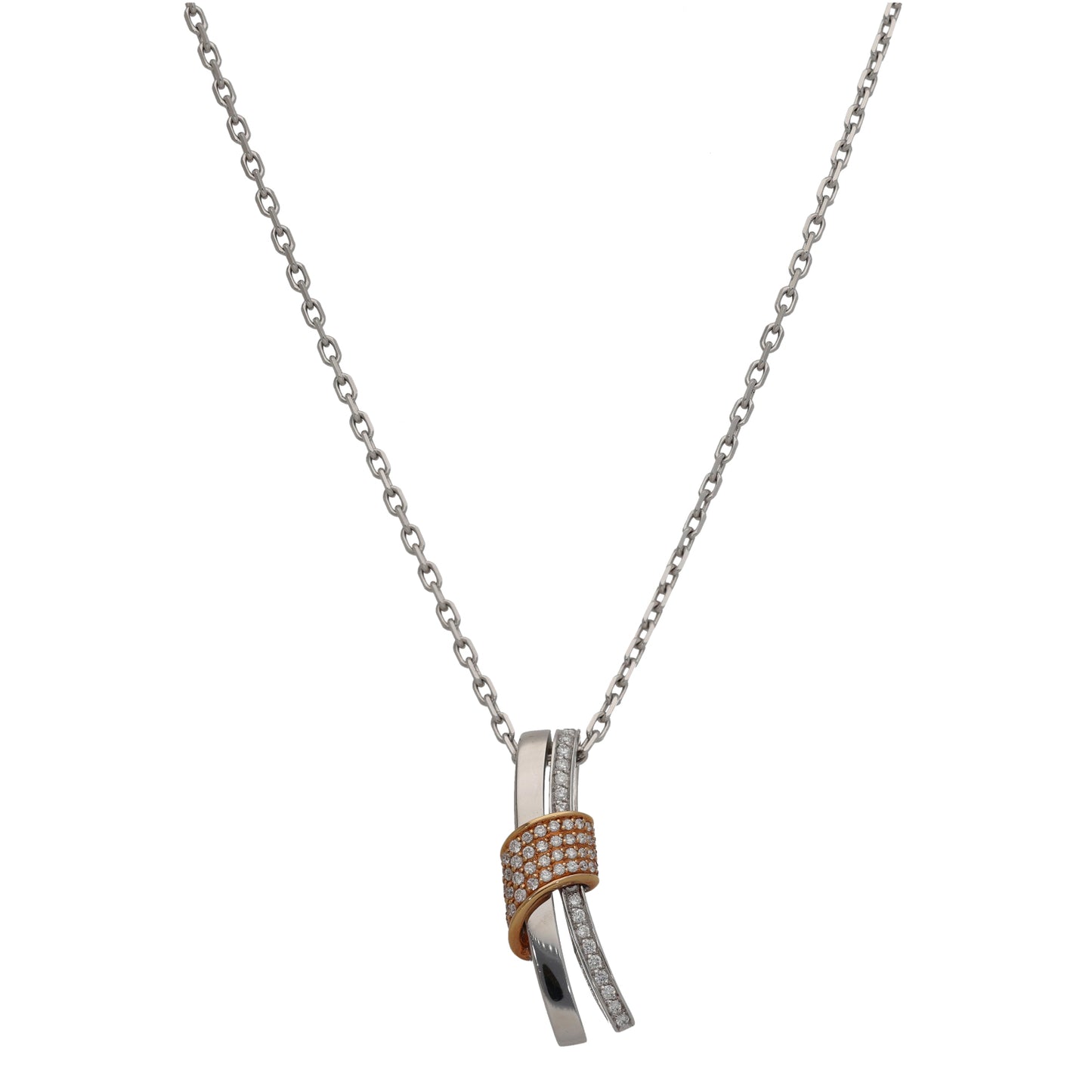 18ct White Gold 0.56ct Diamond Dress/Cocktail Pendant With Chain