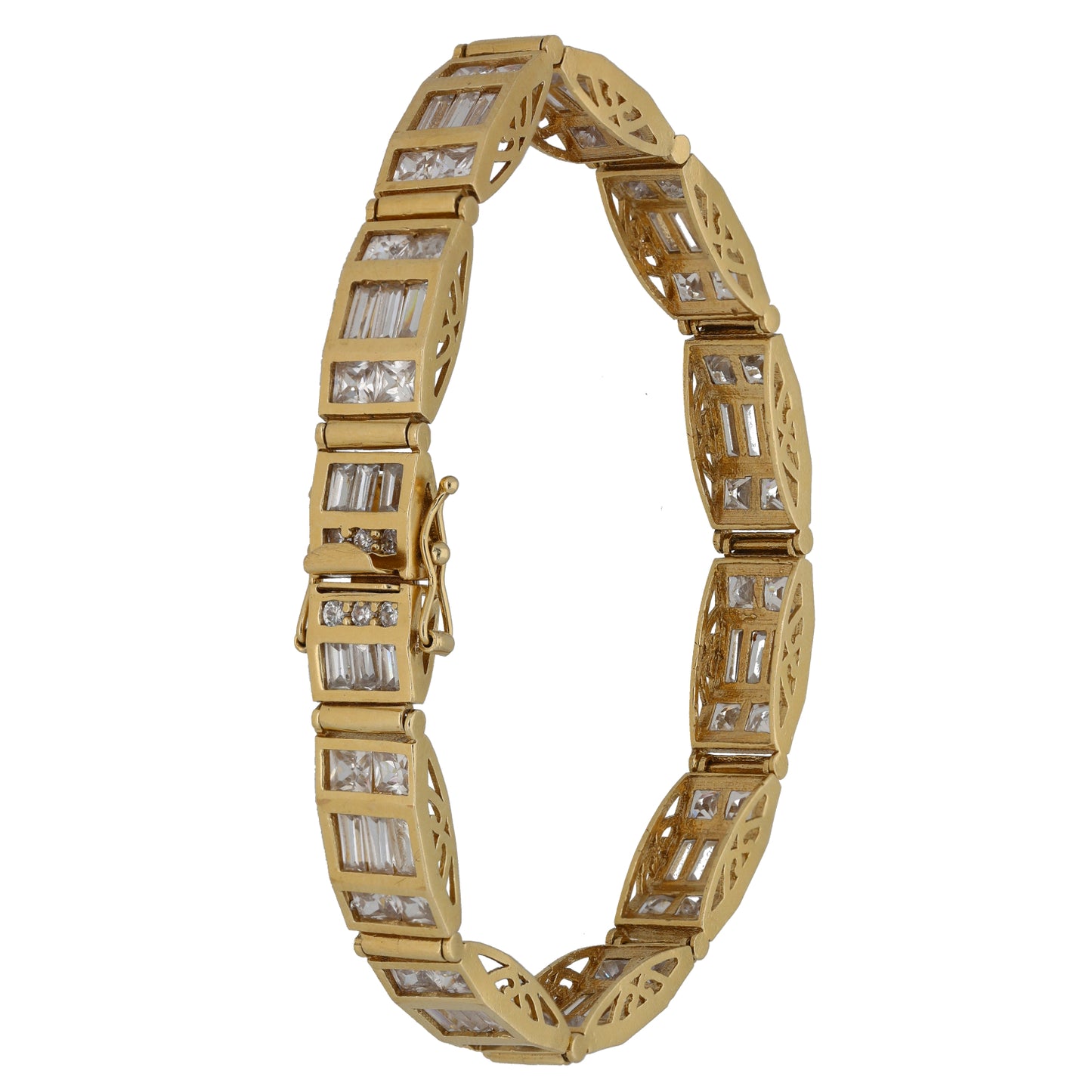 9ct Gold Cubic Zirconia Fancy Stone Set Bracelet