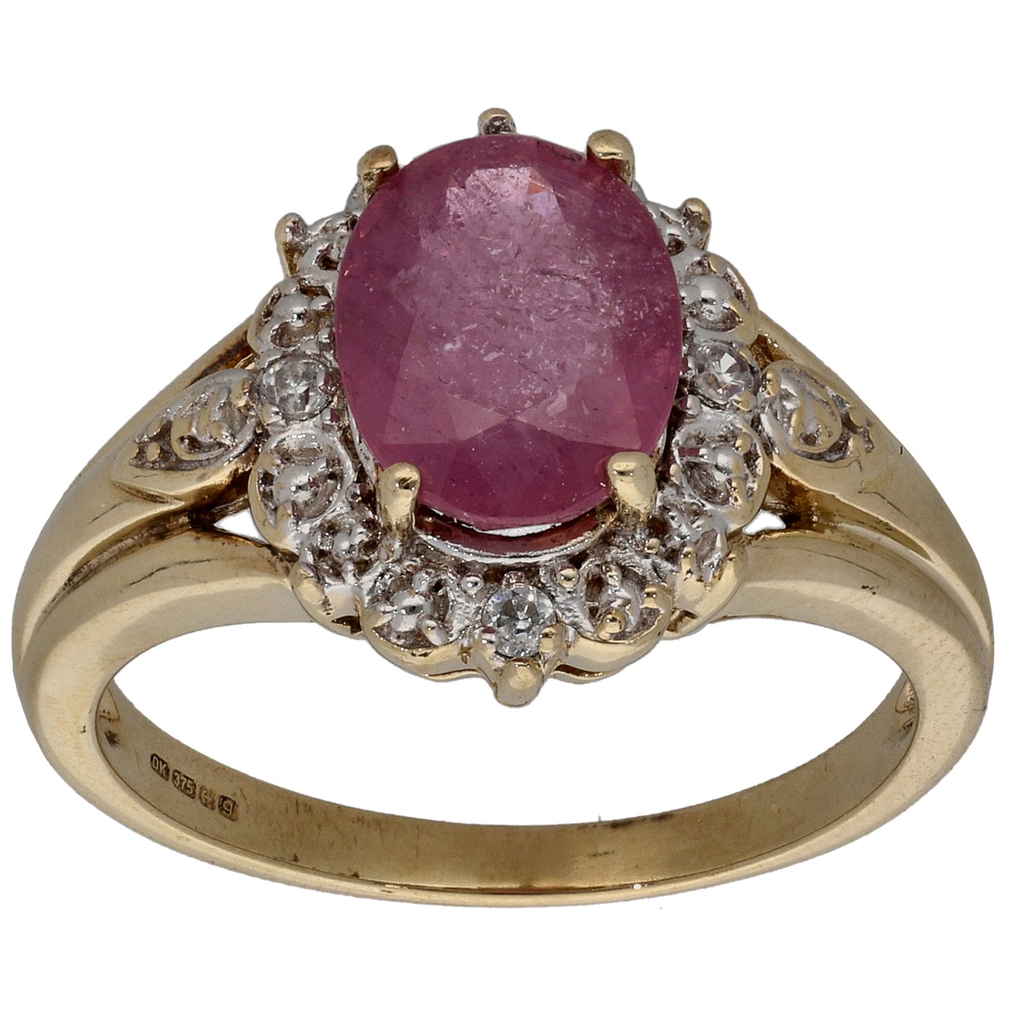 9ct Gold Sapphire & Cubic Zirconia Dress/Cocktail Ring Size N