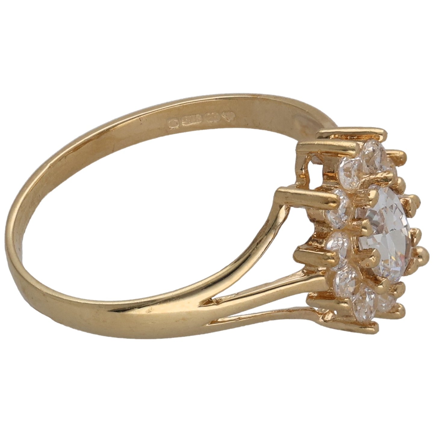 9ct Gold Cubic Zirconia Cluster Ring Size L