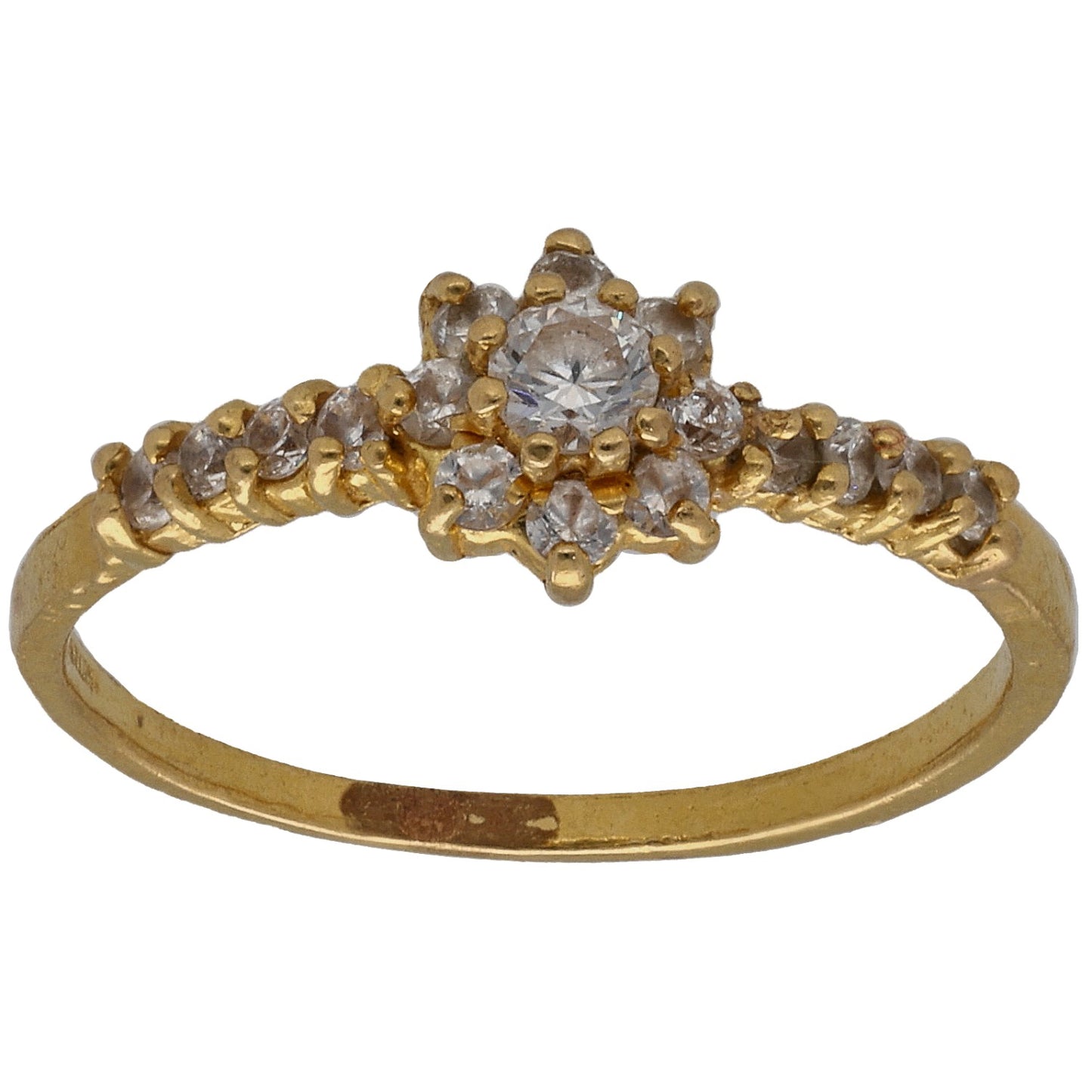 22ct Gold Cubic Zirconia Cluster Ring Size M