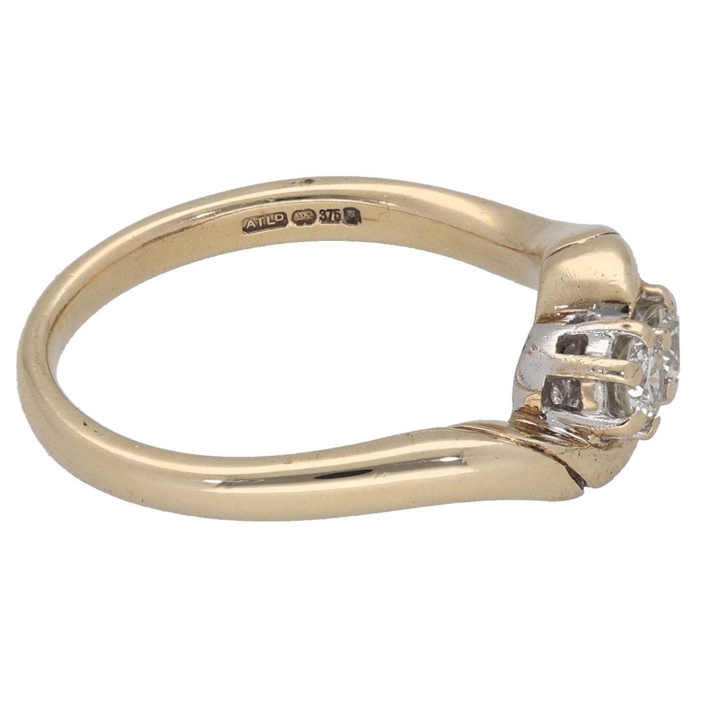 9ct Gold 0.20ct Diamond Two Stone Ring Size L