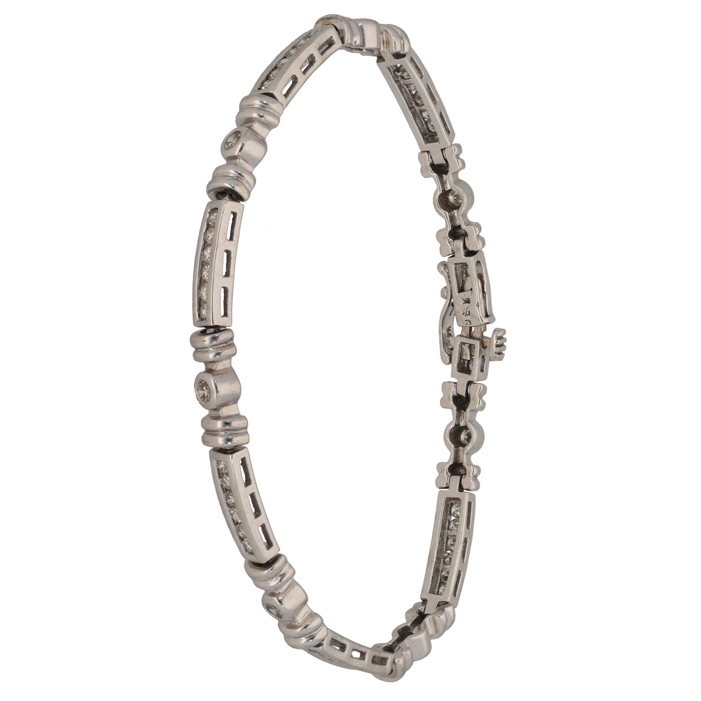 9ct White Gold 1.51ct Diamond Fancy Stone Set Bracelet