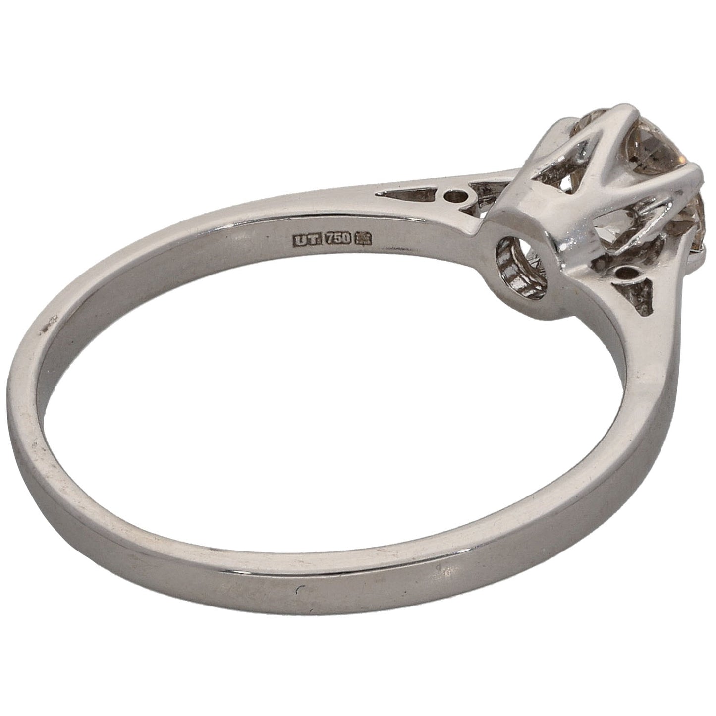 18ct White Gold 0.62ct Diamond Solitaire Ring Size N 1/2