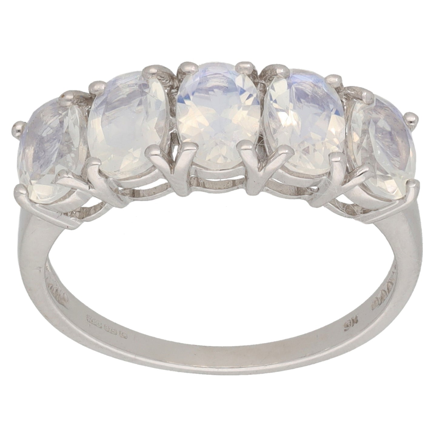 9ct White Gold Coated Topaz Half Eternity Ring Size N