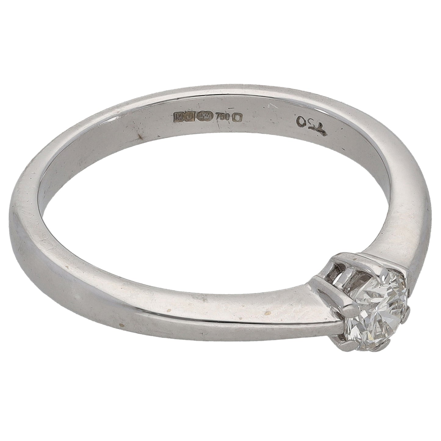 18ct White Gold 0.33ct Diamond Solitaire Ring Size O
