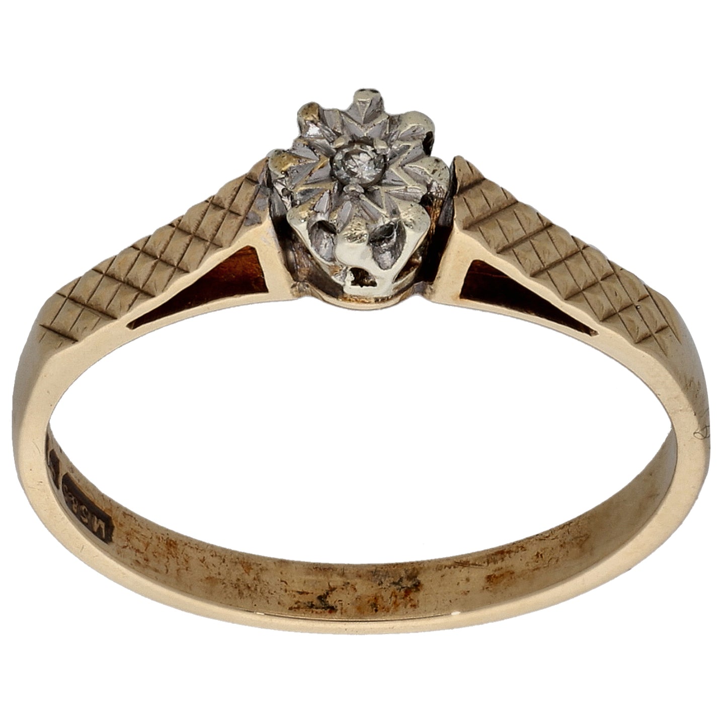 9ct Gold 0.01ct Diamond Solitaire Ring Size M