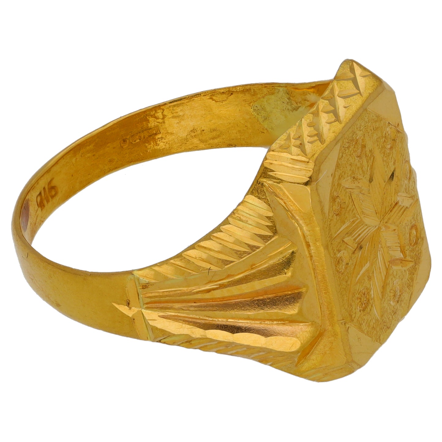 22ct Gold Patterned Signet Ring Size S