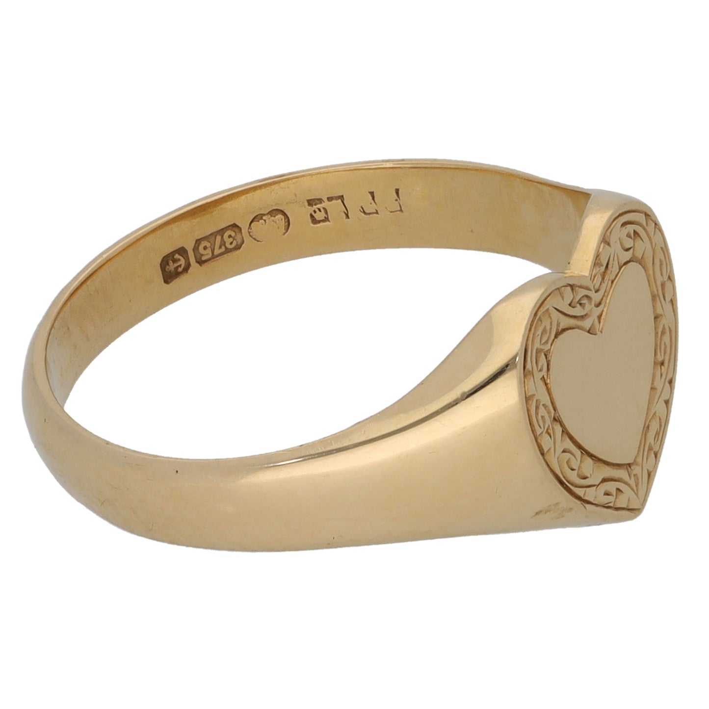 9ct Gold Patterned Signet Ring Size K