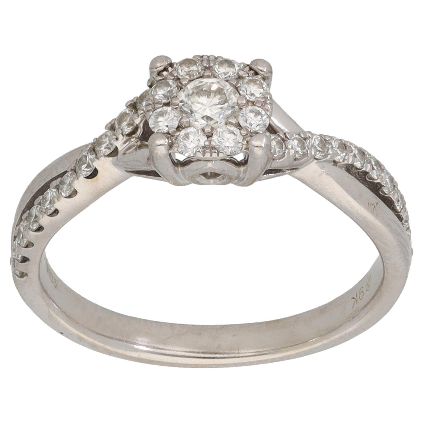 9ct White Gold 0.51ct Diamond Dress/Cocktail Ring Size O