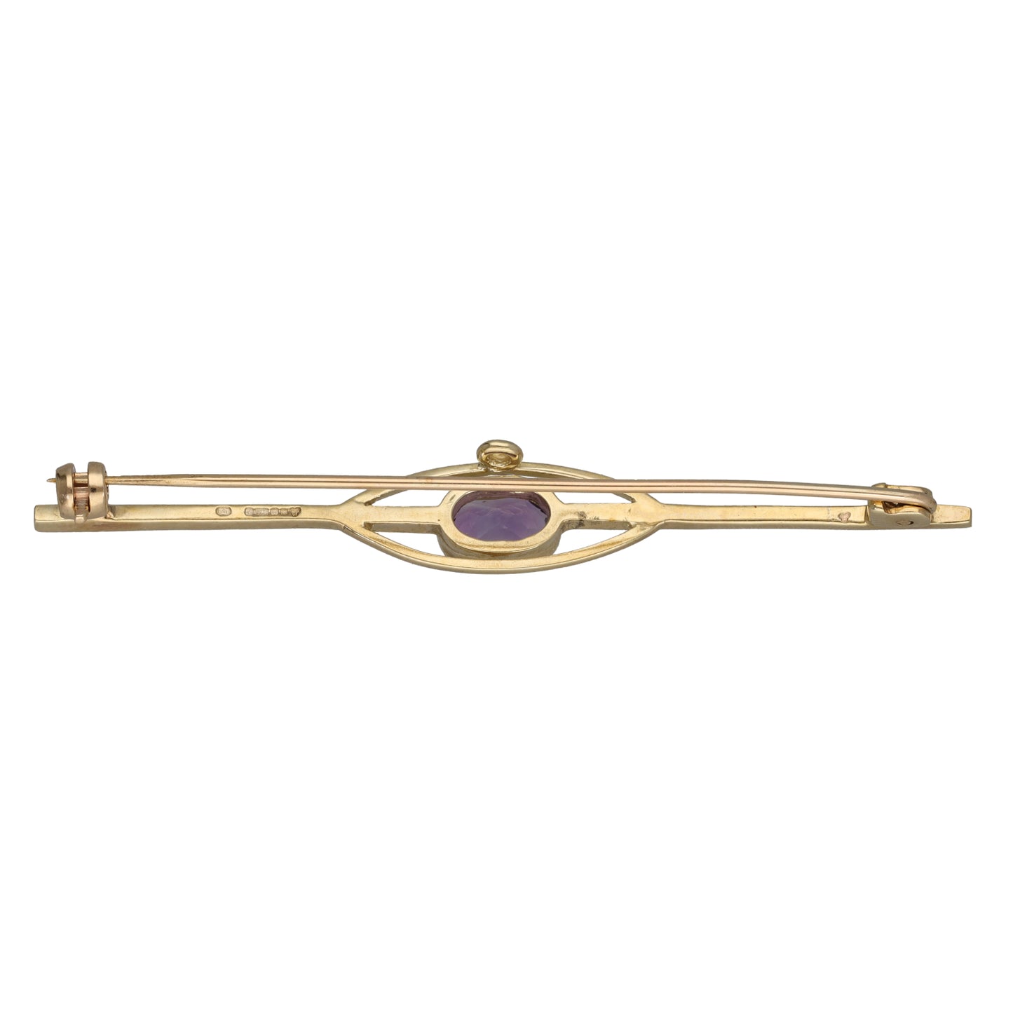 9ct Gold Amethyst Pin Brooch