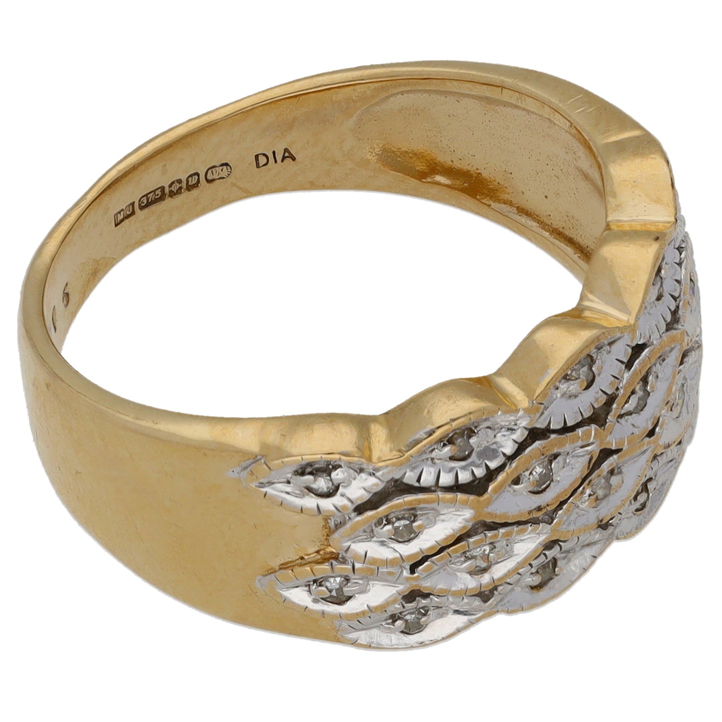 9ct Gold 0.10ct Diamond Dress/Cocktail Ring Size N