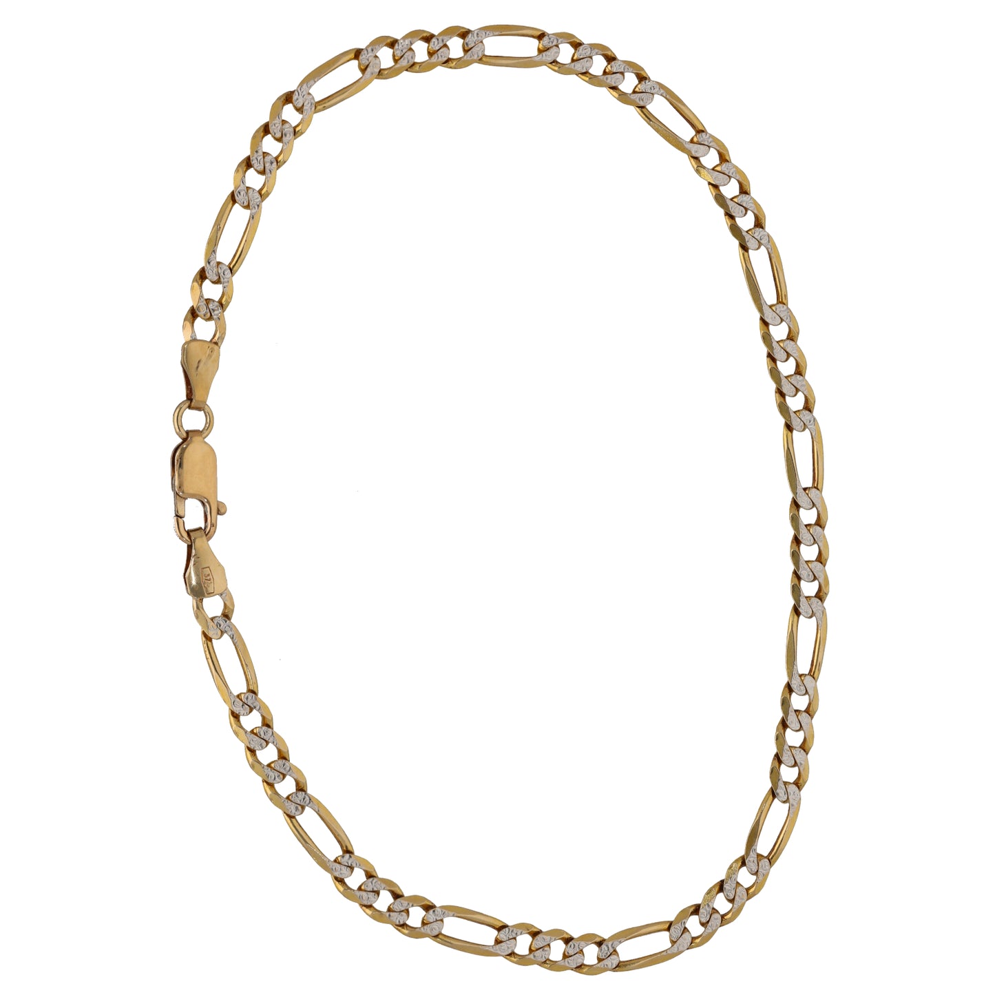 9ct Bicolour Gold Figaro Bracelet