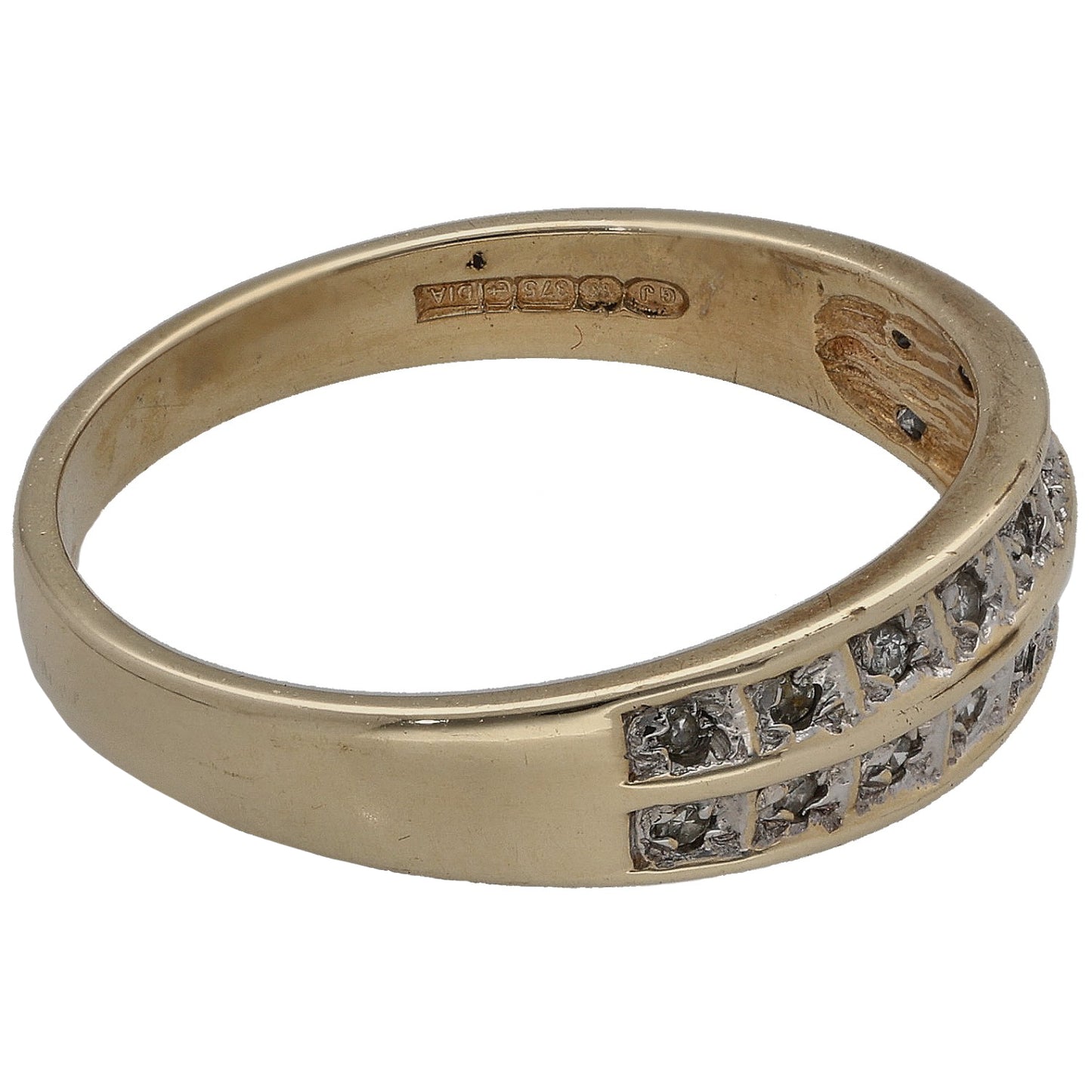 9ct Gold 0.09ct Diamond Half Eternity Ring Size P