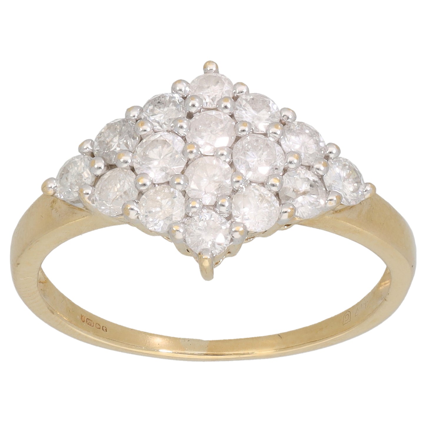 9ct Gold 1.12ct Diamond Dress/Cocktail Ring Size N