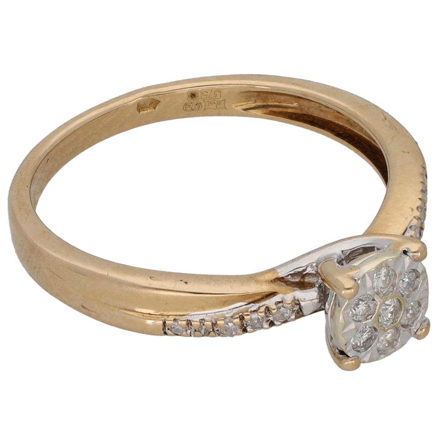 9ct Gold 0.10ct Diamond Cluster Ring Size K