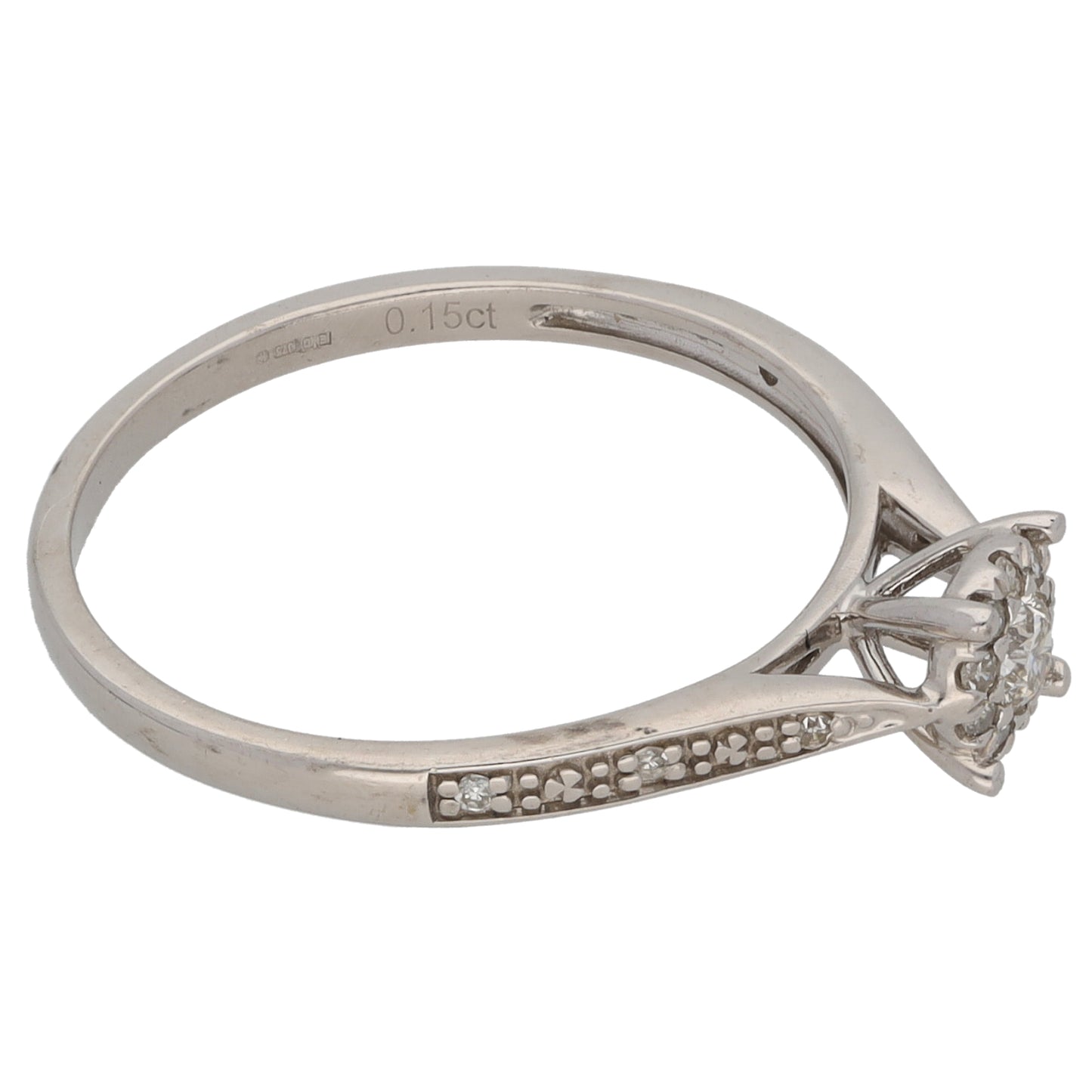 9ct White Gold 0.15ct Diamond Dress/Cocktail Ring Size N
