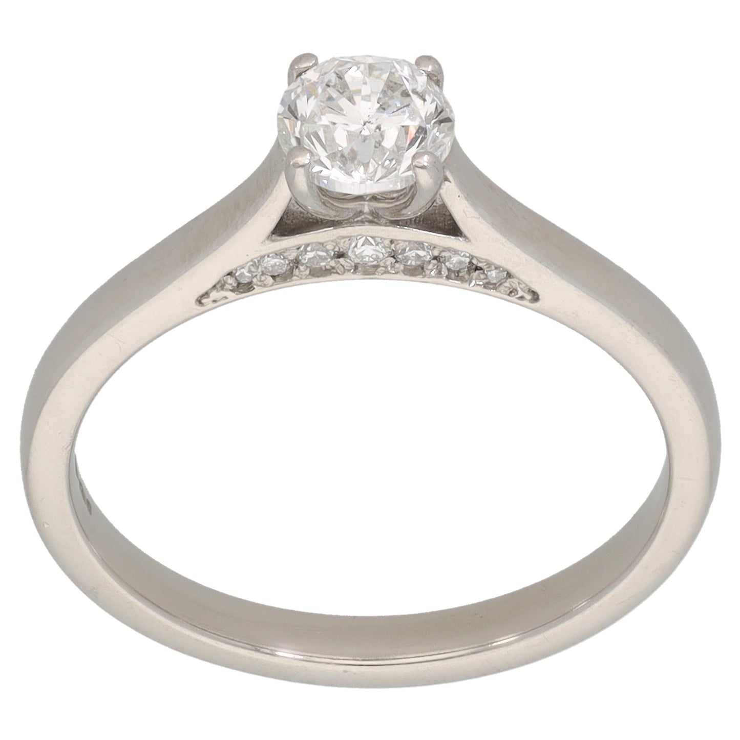 Platinum 0.69ct Diamond Solitaire Ring With Accent Stones Size Q