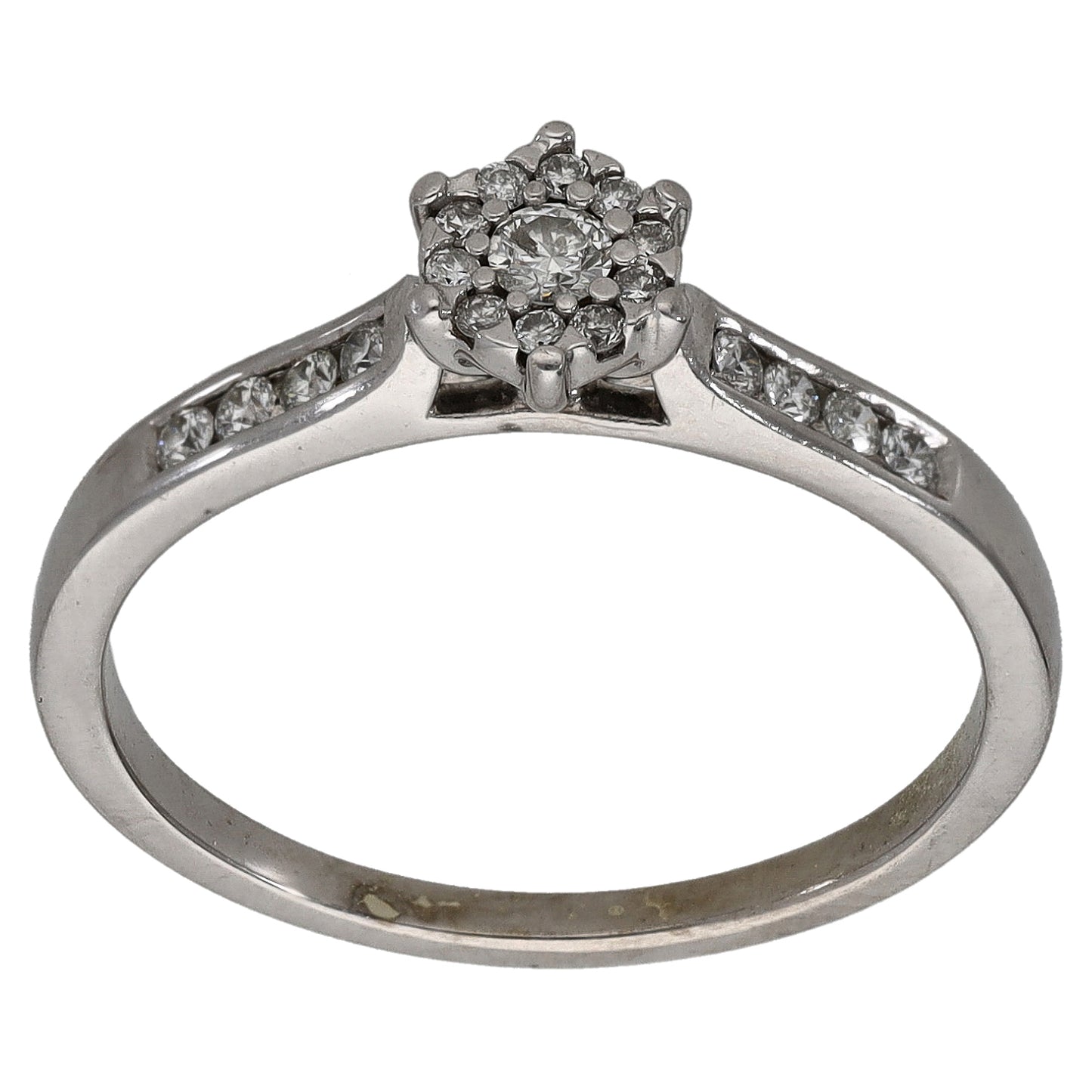9ct White Gold 0.25ct Diamond Cluster Ring Size Q