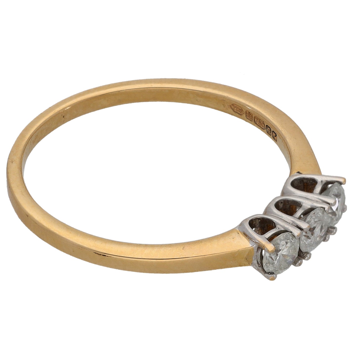 18ct Gold 0.30ct Diamond Trilogy Ring Size O