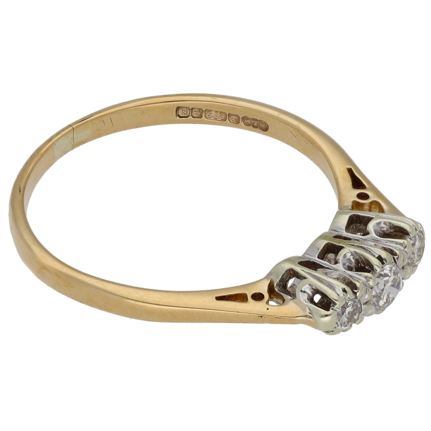 9ct Gold 0.13ct Diamond Trilogy Ring Size N