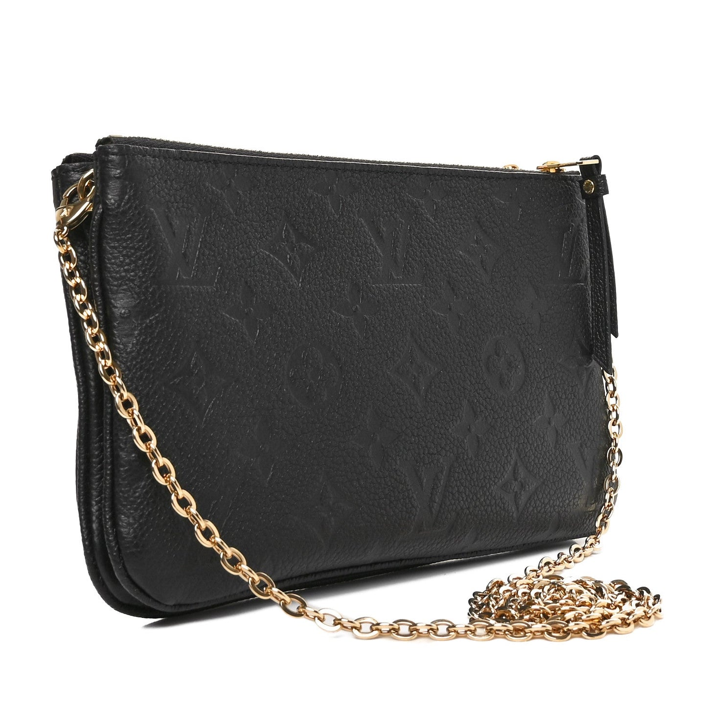 Louis Vuitton Empreinte Double Zip Pochette Monogram Leather Bag - Black