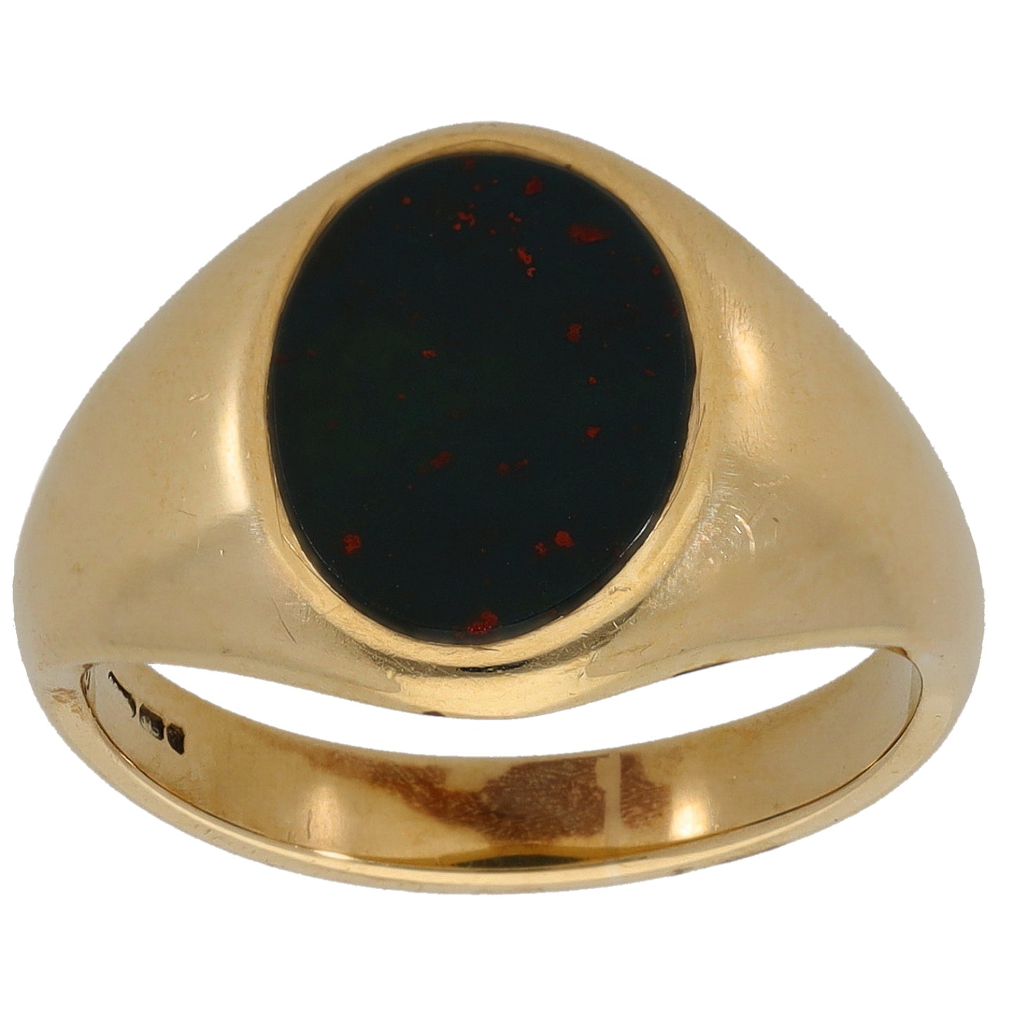 9ct Gold Bloodstone Single Stone Signet Ring Size N