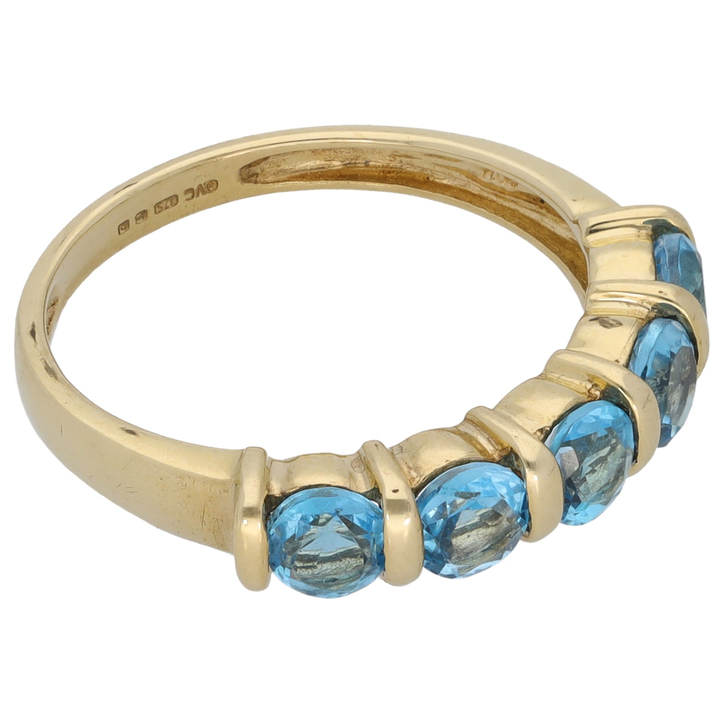 9ct Gold Topaz Half Eternity Ring Size N