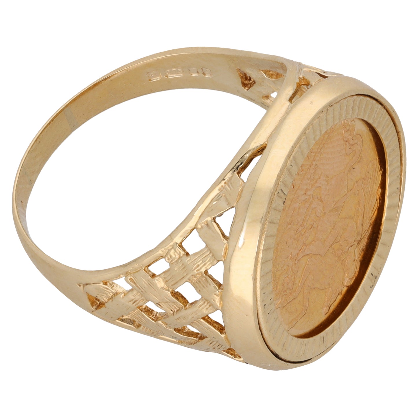 9ct Gold Coin Ring Size X